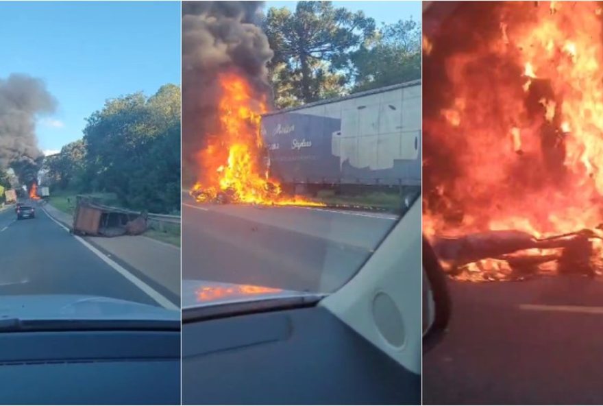 acidente-entre-carreta-e-carro-causa-morte-e-congestionamento-em-capao-bonito