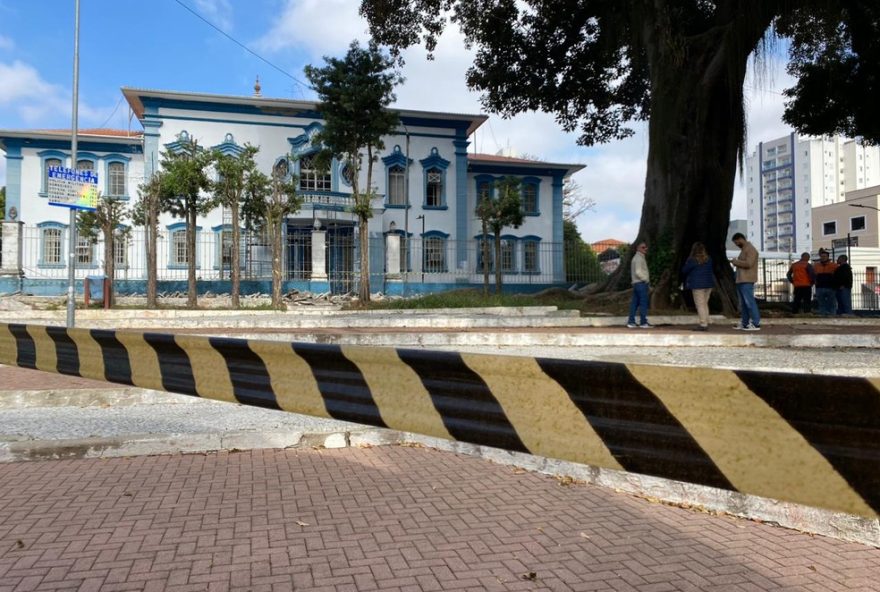 prefeitura-inicia-corte-de-arvore-gigante-apos-incendio-na-praca-do-forum-de-taubate